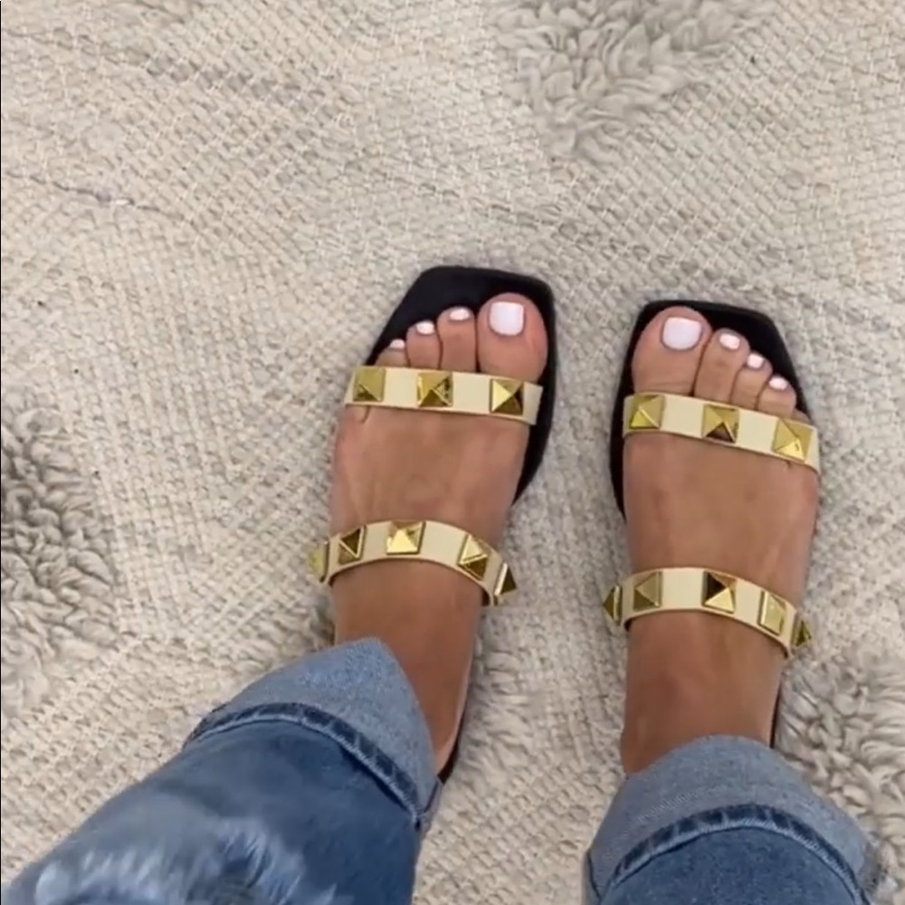 Ivory Studded Slides - Never Worn